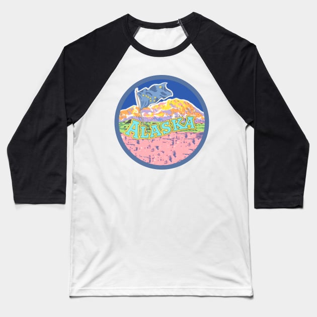 Alaska Vintage Decal Baseball T-Shirt by zsonn